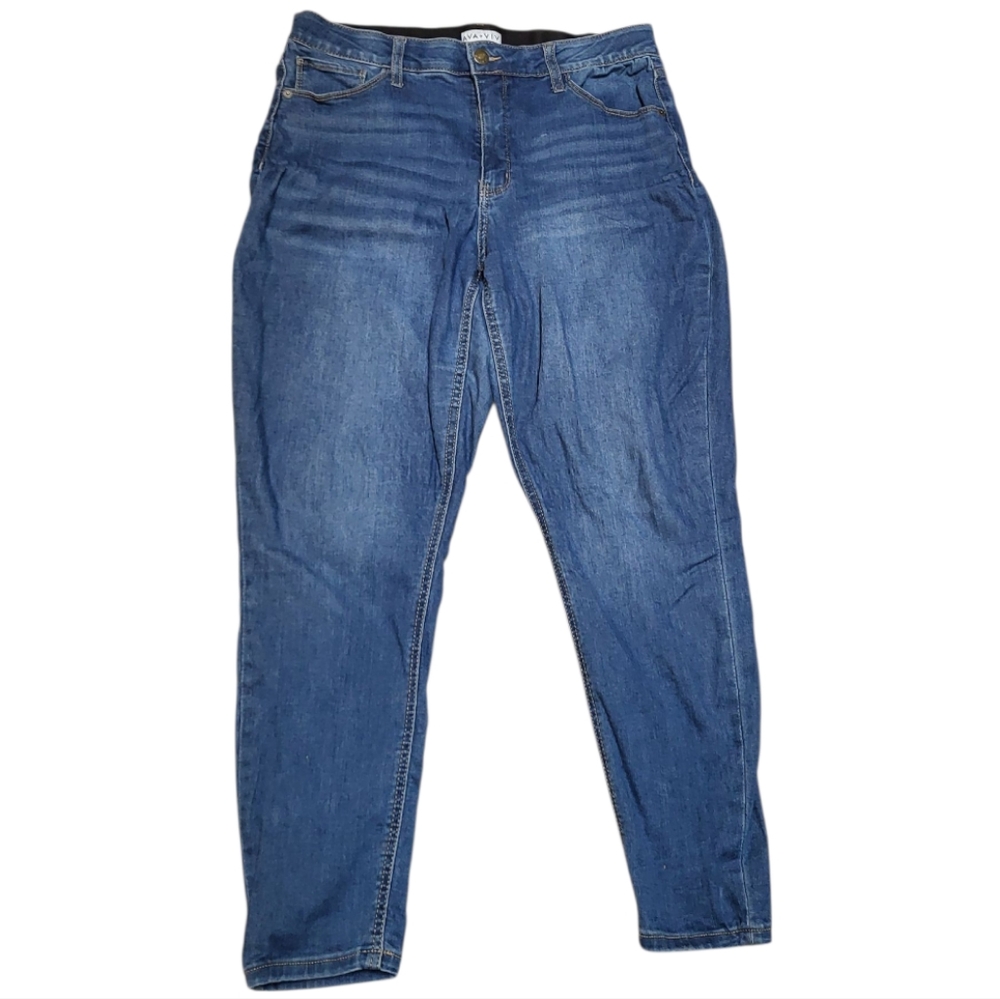 Ava & Viv Blue Stretch Skinny Jeans - Size 14W